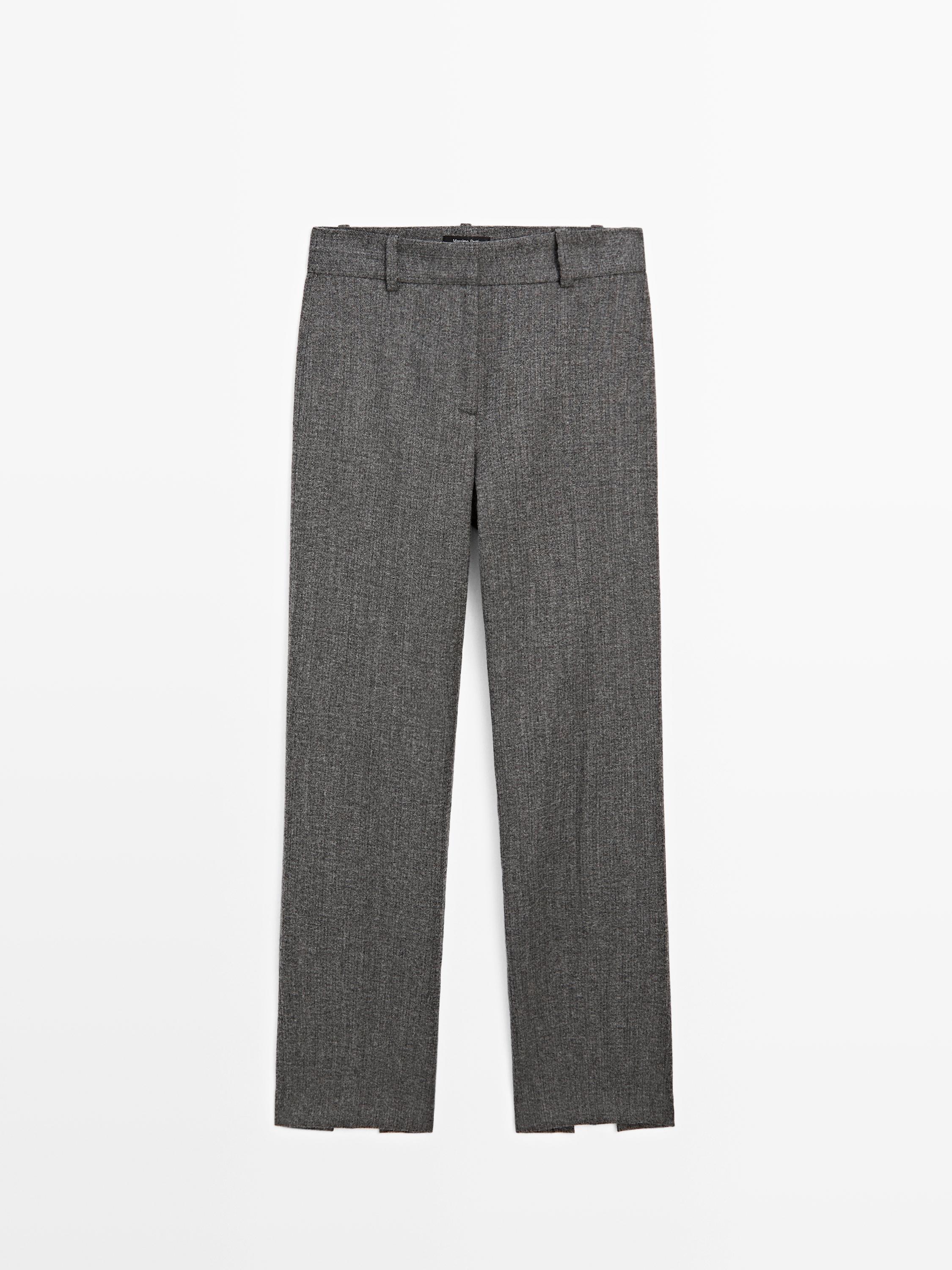 Pantalon de tailleur chiné en laine mélangée
